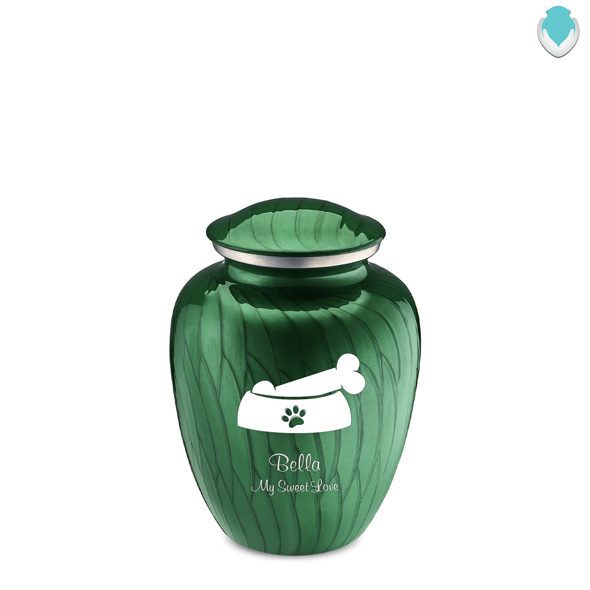 Medium Embrace Pearl Green Pet Dog Bone Cremation Urn