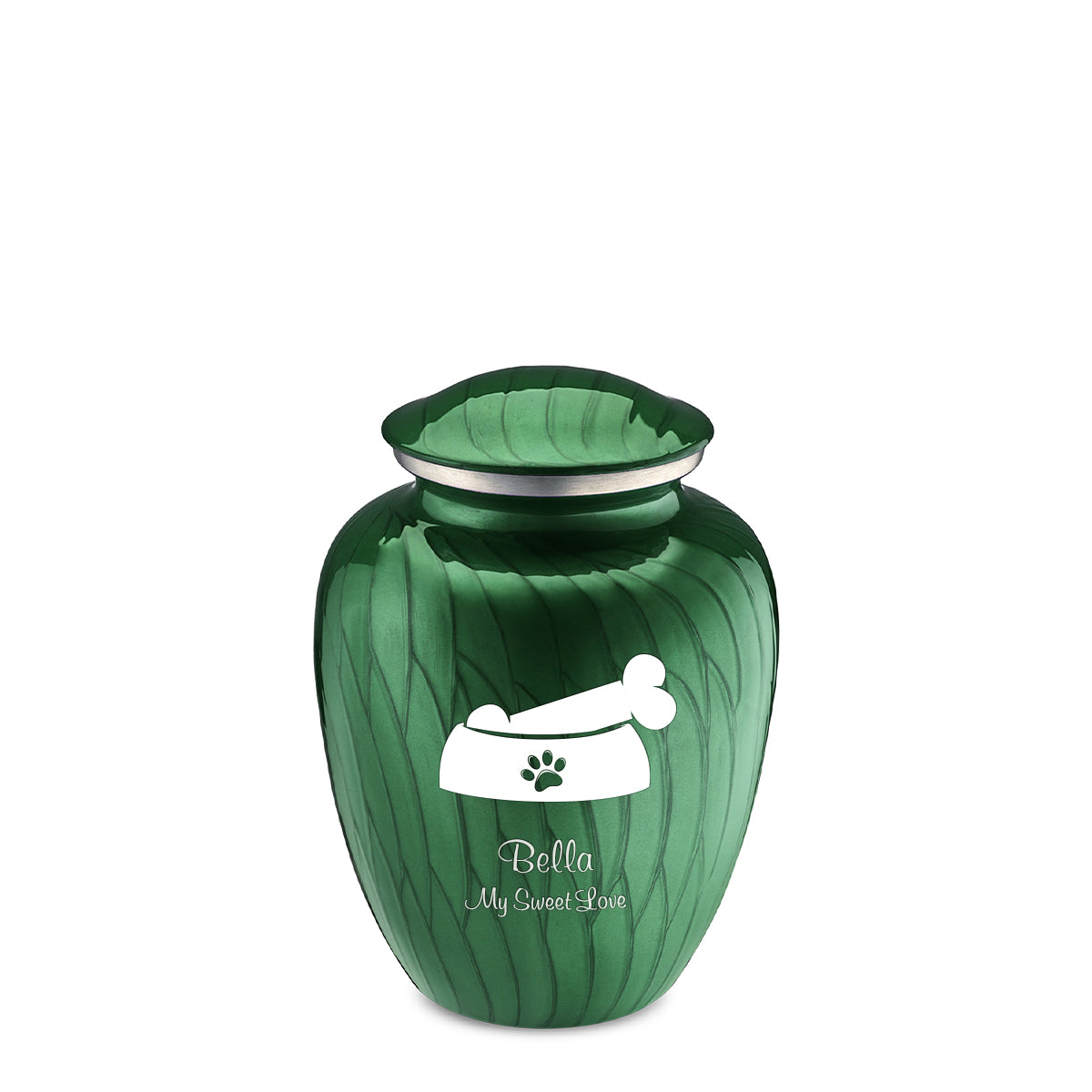 Medium Embrace Pearl Green Pet Dog Bone Cremation Urn