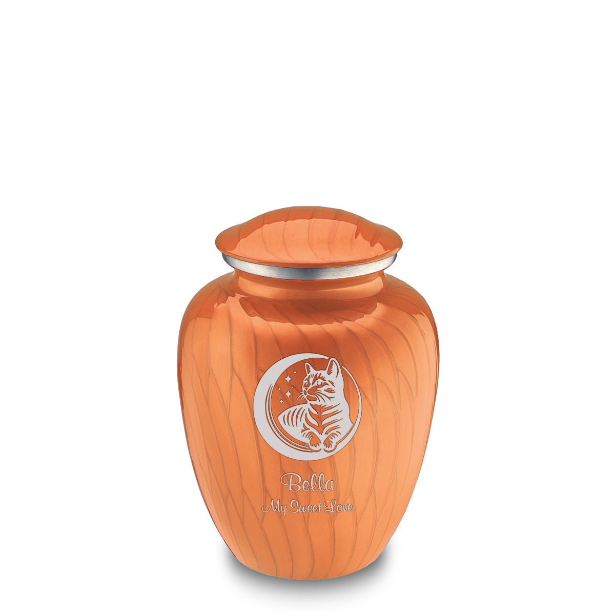 Medium Embrace Pearl Orange Pet Cute Cat Cremation Urn