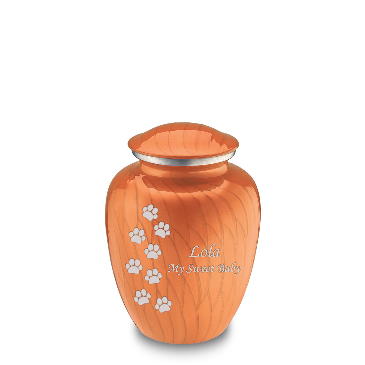 Medium Embrace Pearl Orange Walking Paws Pet Cremation Urn