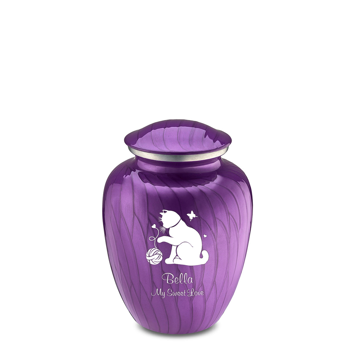 Medium Embrace Pearl Purple Pet Fun Cat Cremation Urn