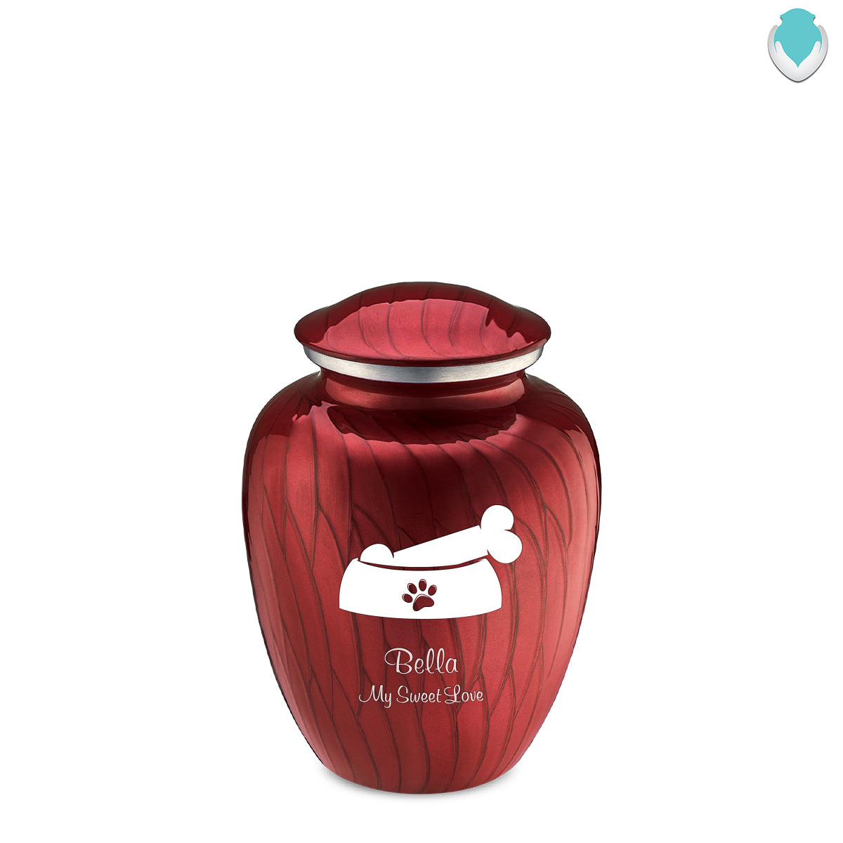 Medium Embrace Pearl Candy Red Pet Dog Bone Cremation Urn