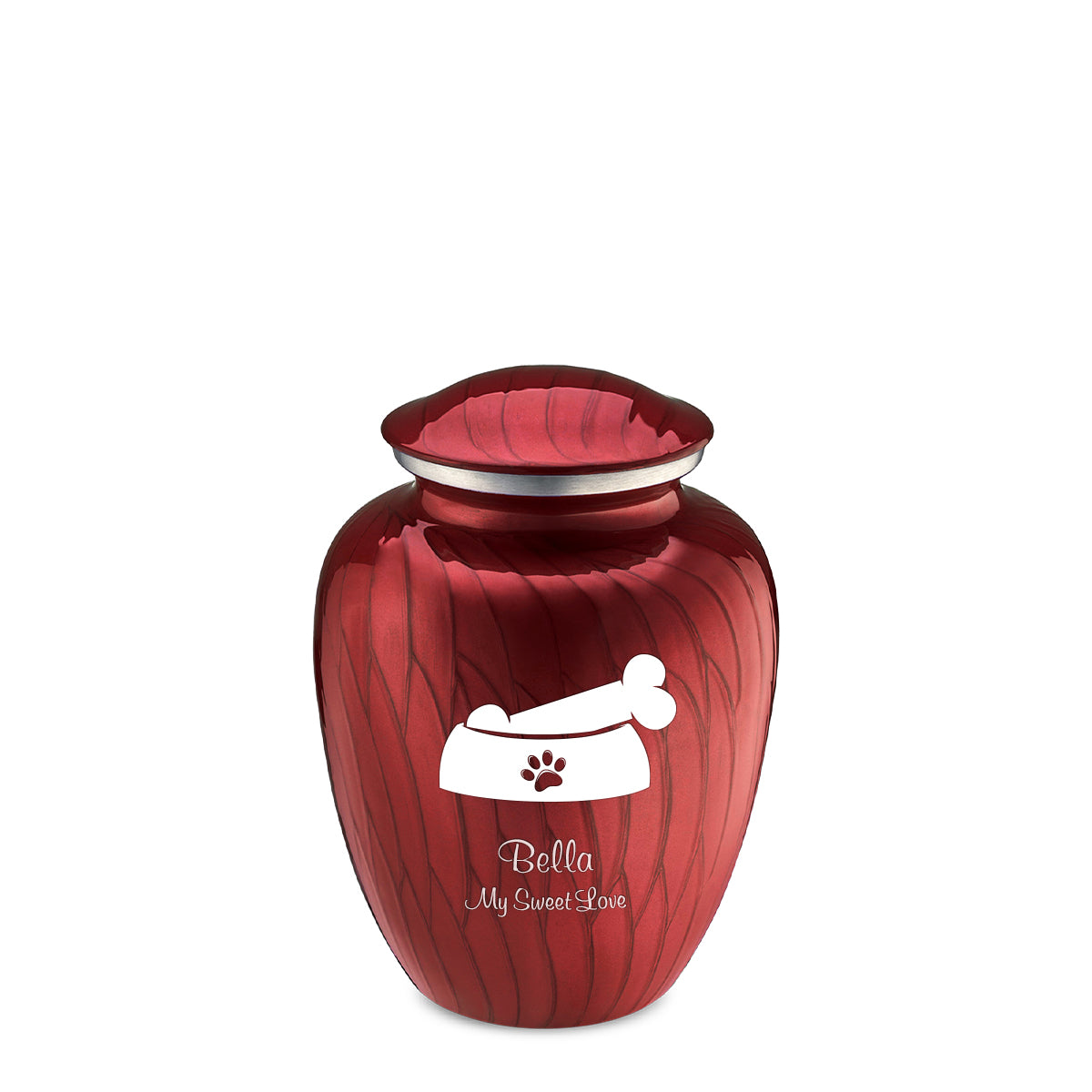 Medium Embrace Pearl Candy Red Pet Dog Bone Cremation Urn