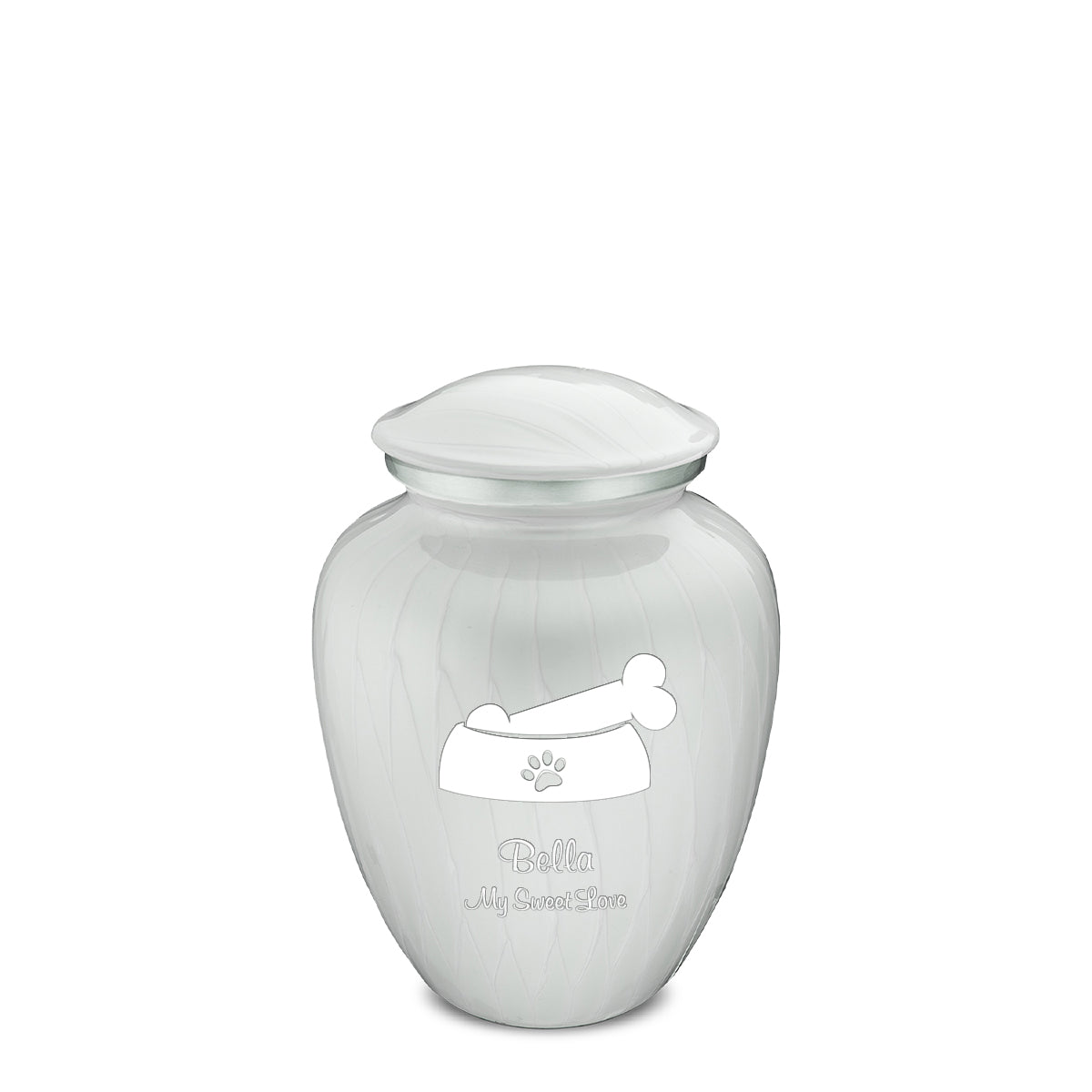 Medium Embrace Pearl White Pet Dog Bone Cremation Urn