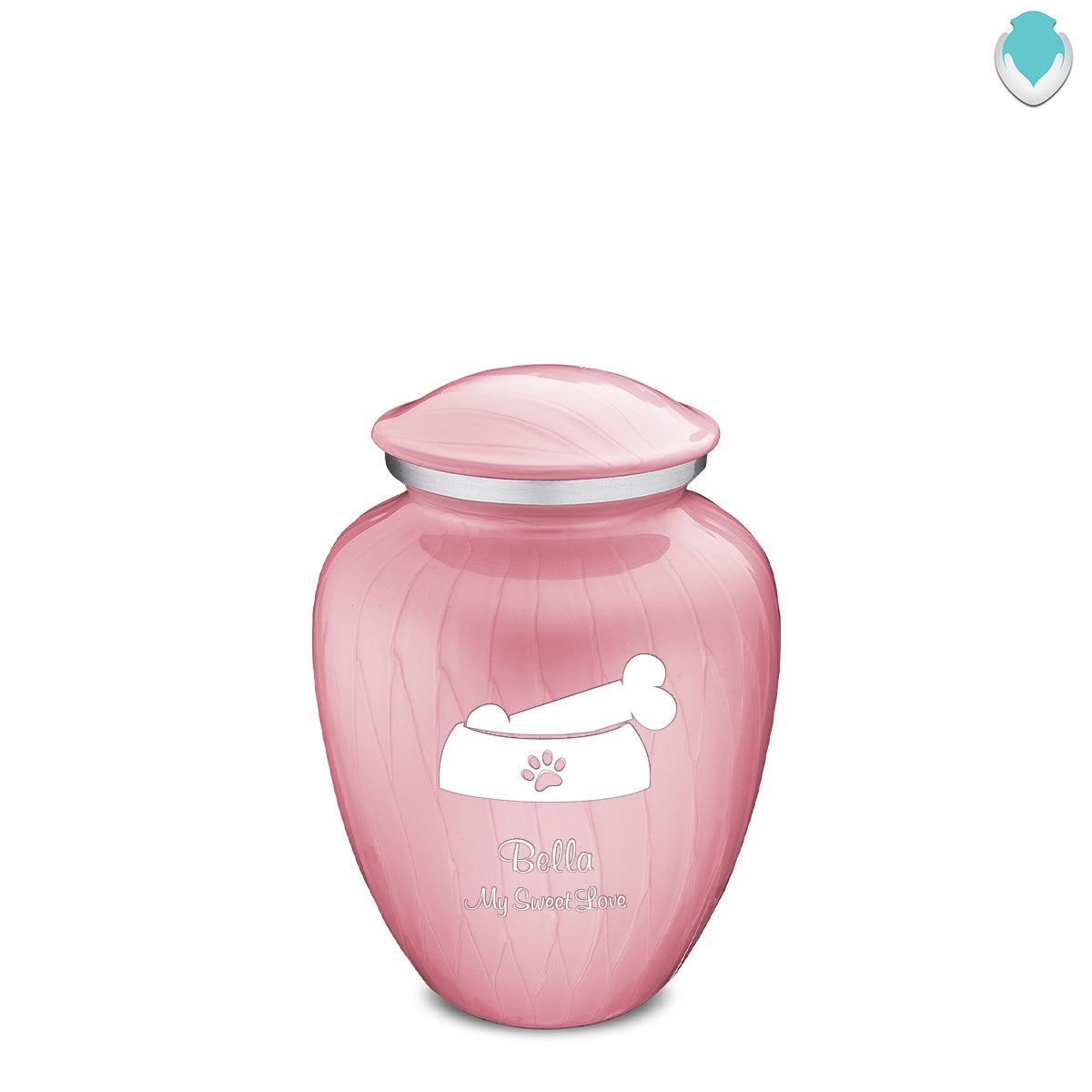 Medium Embrace Pearl Pink Pet Dog Bone Cremation Urn