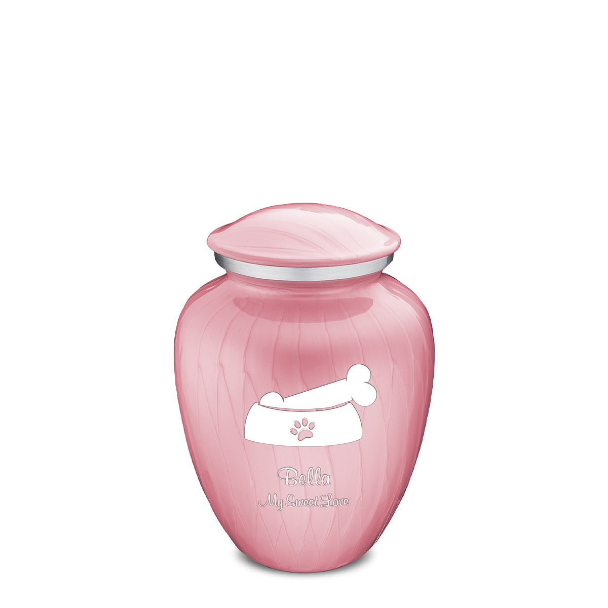 Medium Embrace Pearl Pink Pet Dog Bone Cremation Urn