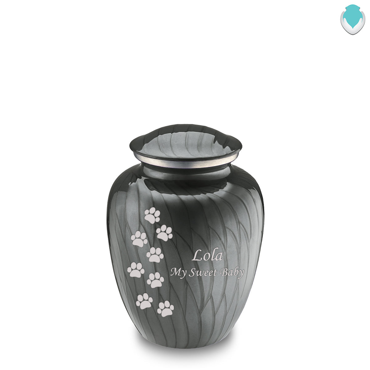 Medium Embrace Pearl Silver Walking Paws Pet Cremation Urn