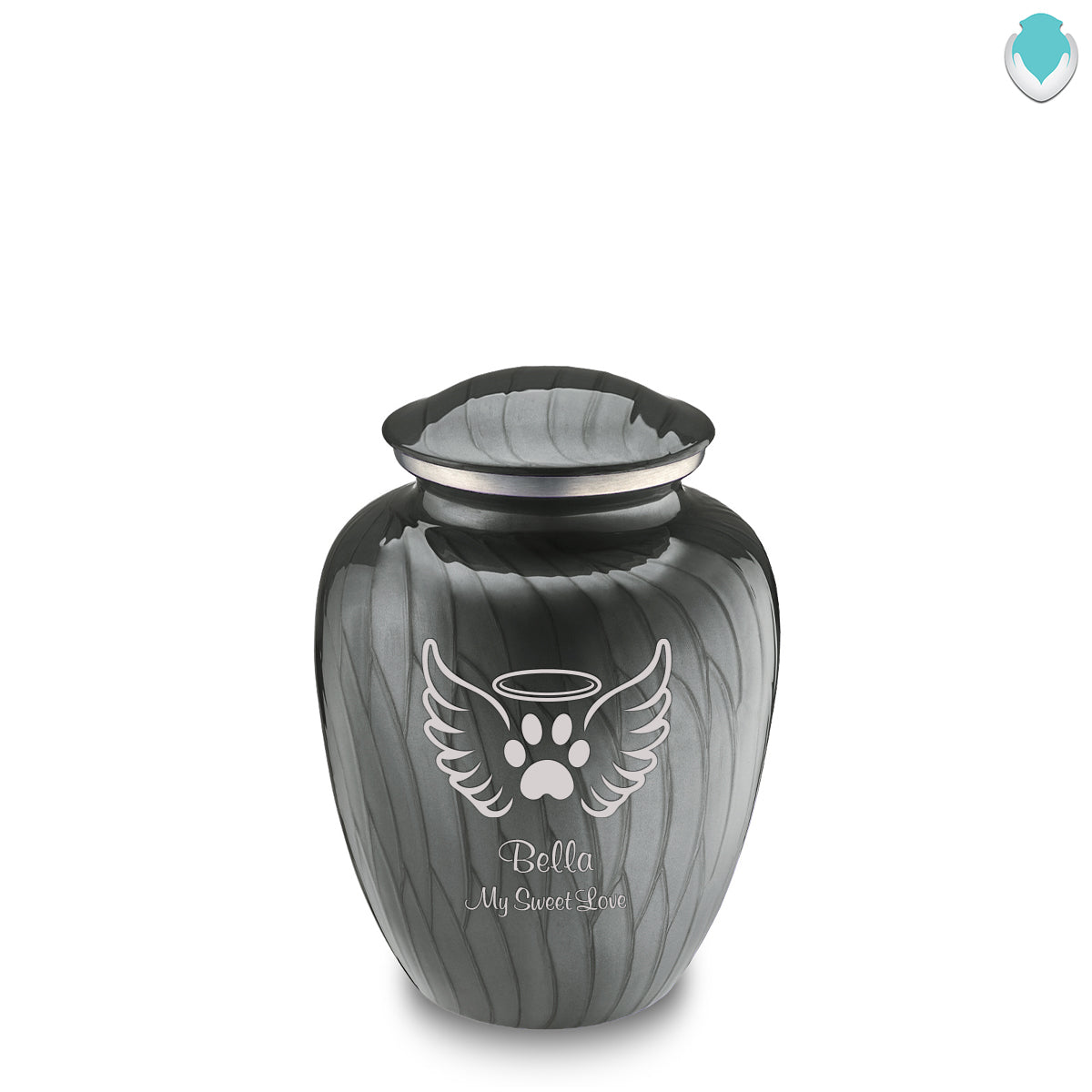 Medium Embrace Pearl Silver Pet Angel Wings Cremation Urn