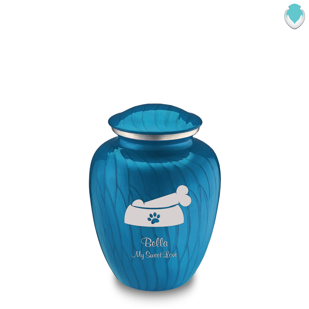 Medium Embrace Pearl Racing Blue Pet Dog Bone Cremation Urn