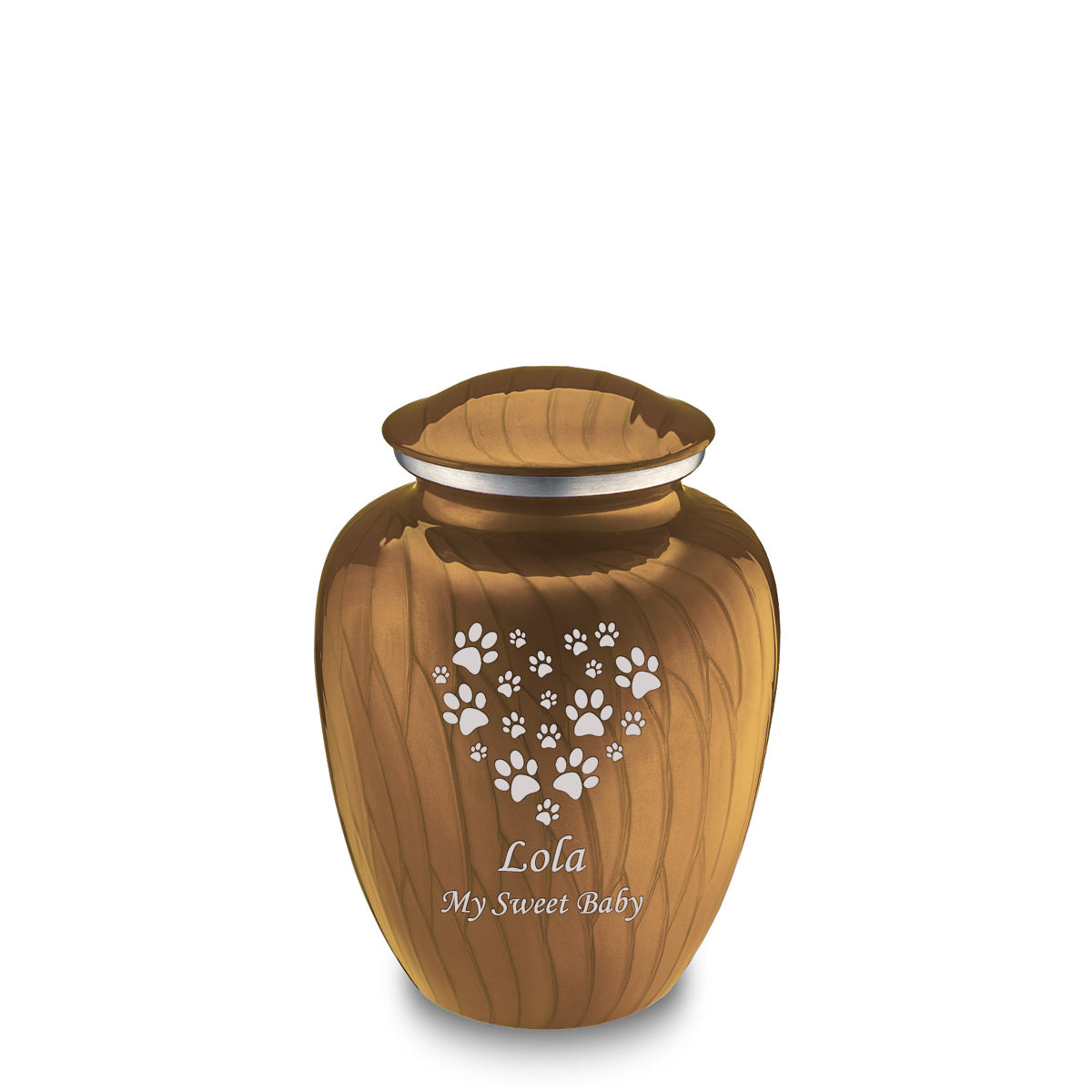 Medium Embrace Pearl Gold Heart Paws Pet Cremation Urn