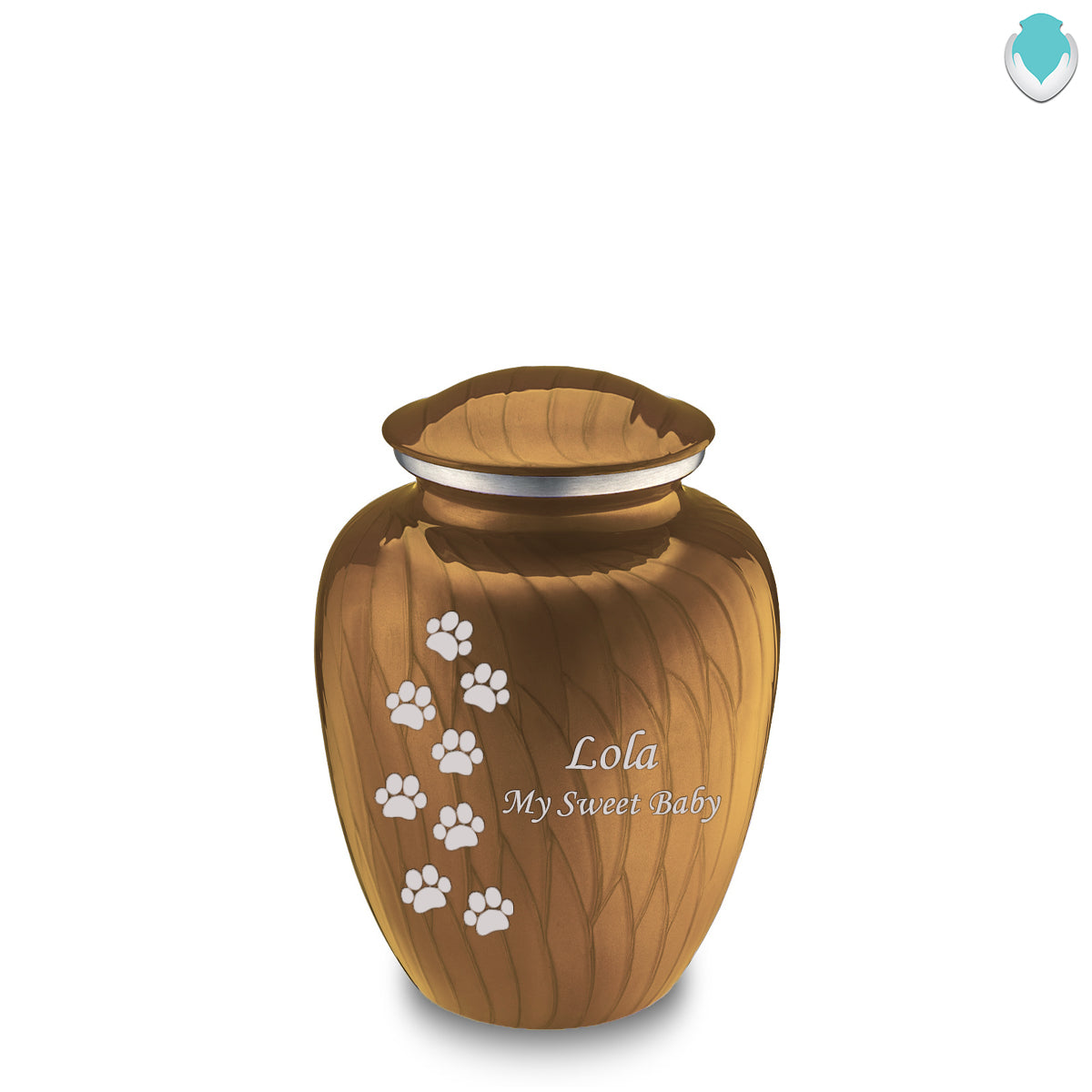 Medium Embrace Pearl Gold Walking Paws Pet Cremation Urn