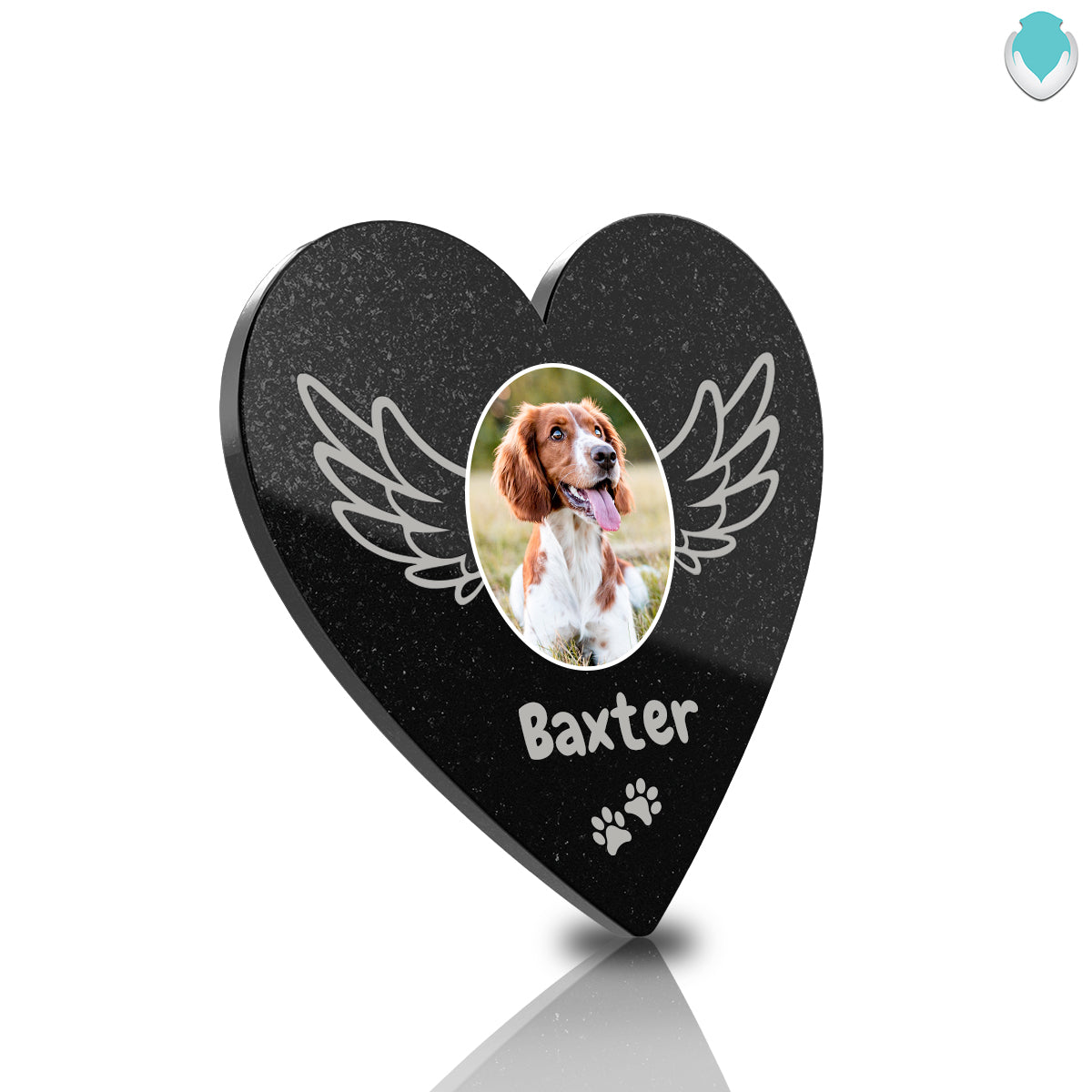 Custom Printed Pet Picture Black Granite Plaque - Heart