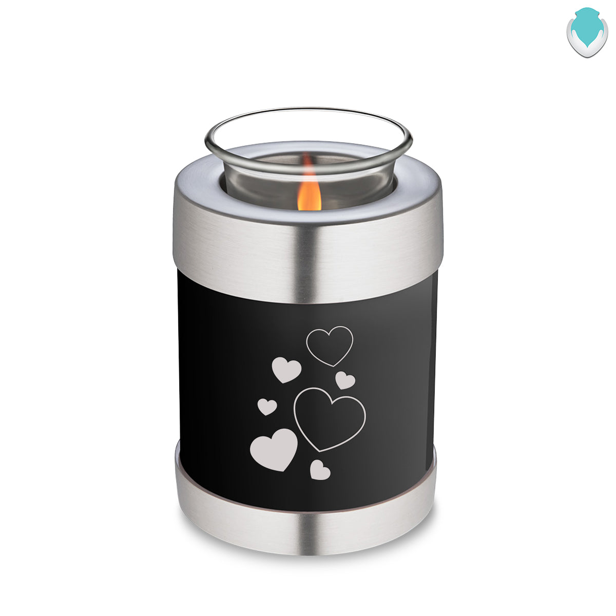 Candle Holder Embrace Black Floating Heart Cremation Urn