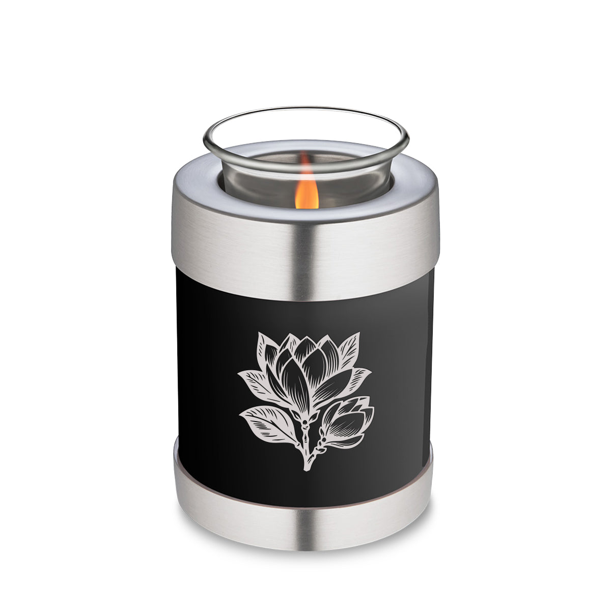 Candle Holder Embrace Black Magnolia Flower Cremation Urn
