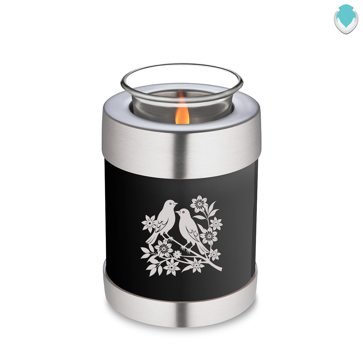 Candle Holder Embrace Black Songbirds Cremation Urn