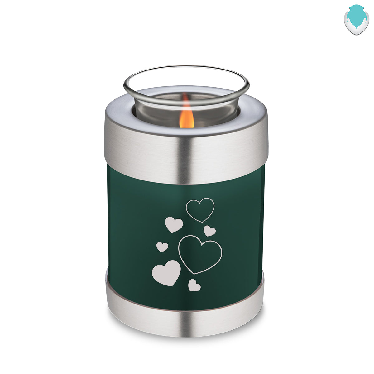 Candle Holder Embrace Green Floating Heart Cremation Urn