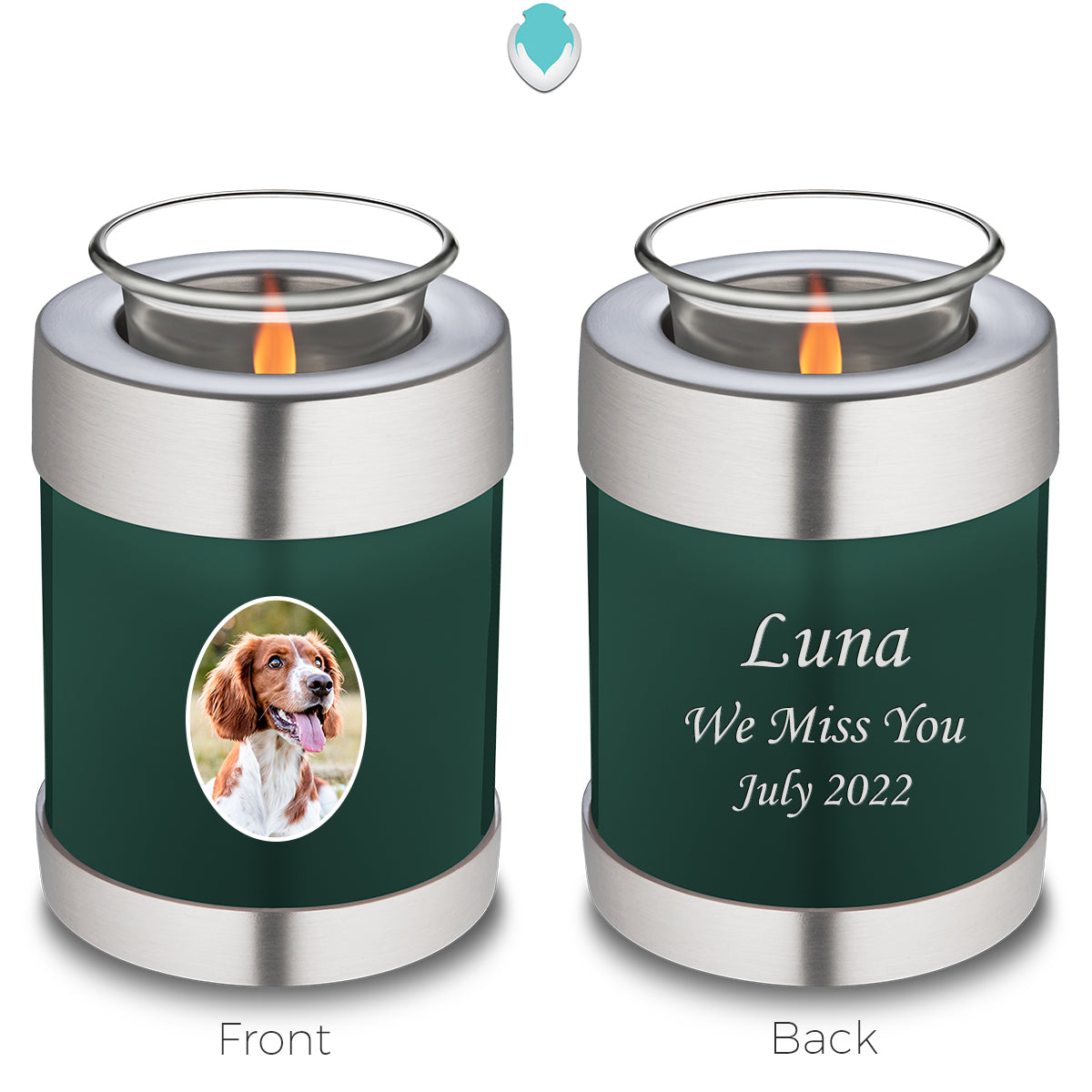 Candle Holder Pet Embrace Green Portrait Cremation Urn
