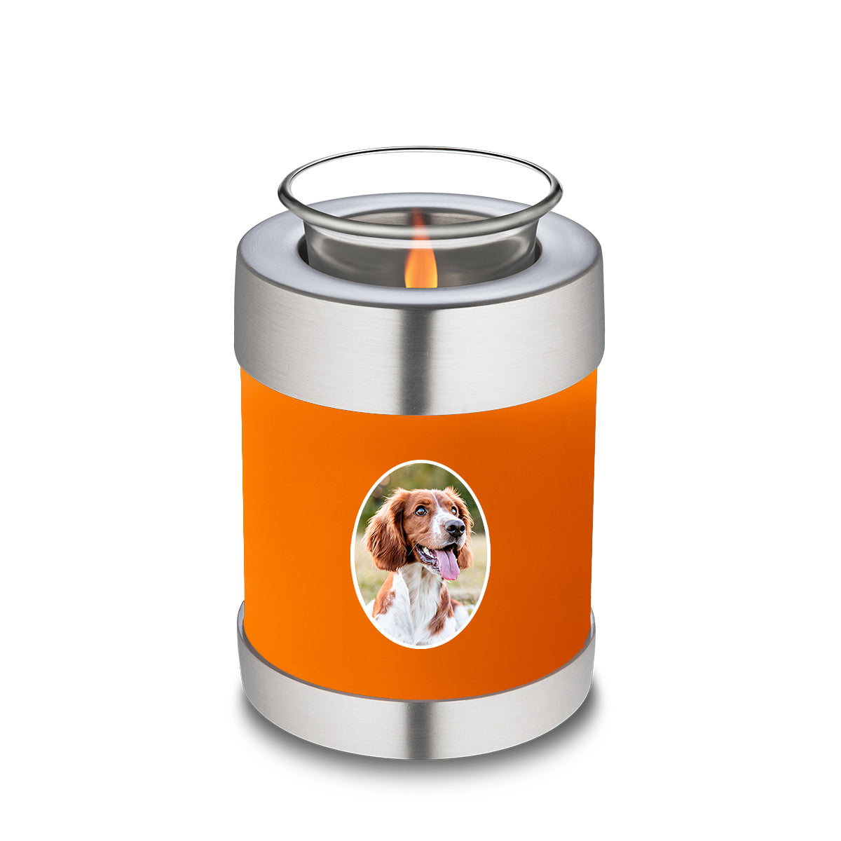 Candle Holder Pet Embrace Burnt Orange Portrait Cremation Urn