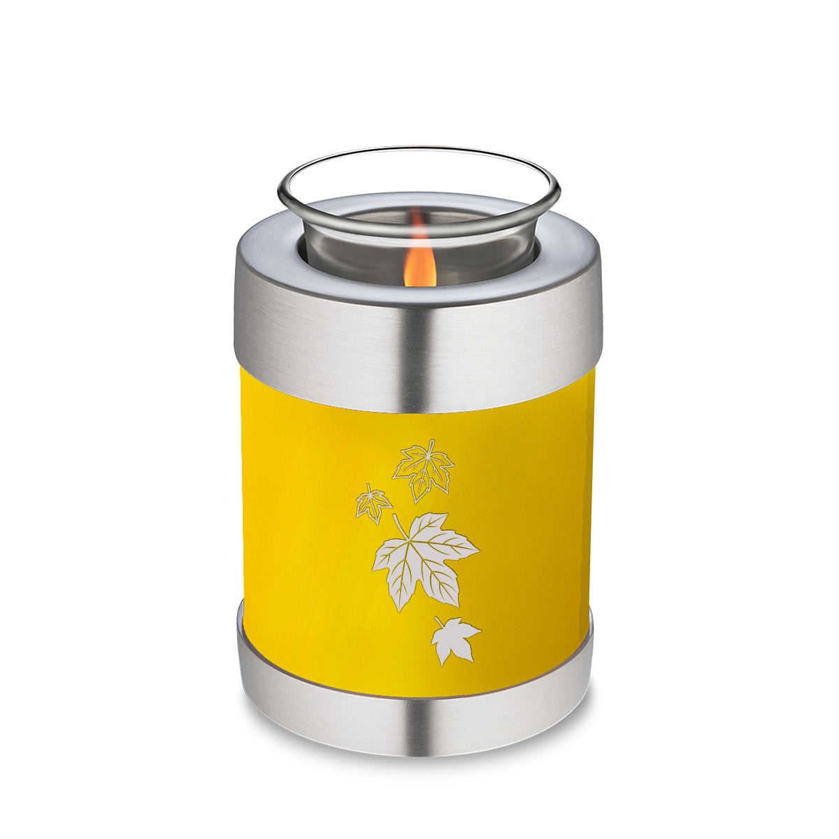 Candle Holder Embrace Yellow Falling Leaves Cremation Urn