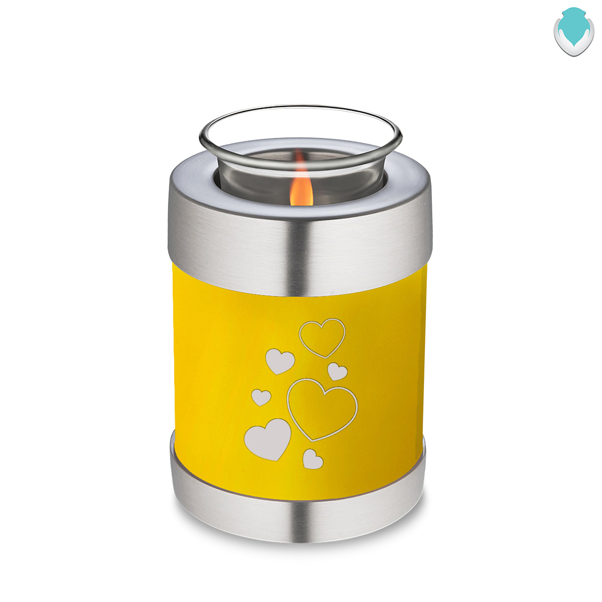 Candle Holder Embrace Yellow Floating Heart Cremation Urn