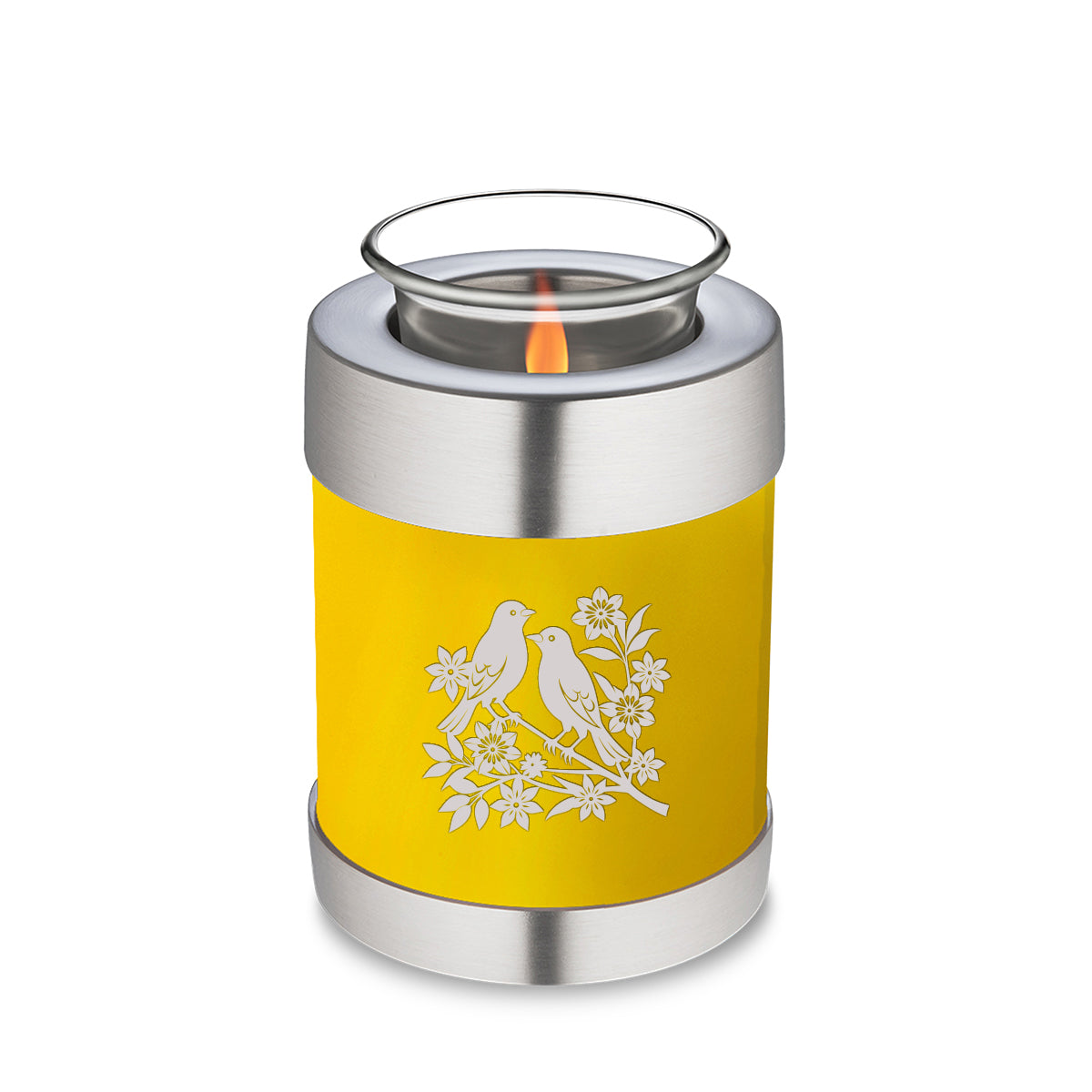 Candle Holder Embrace Yellow Songbirds Cremation Urn