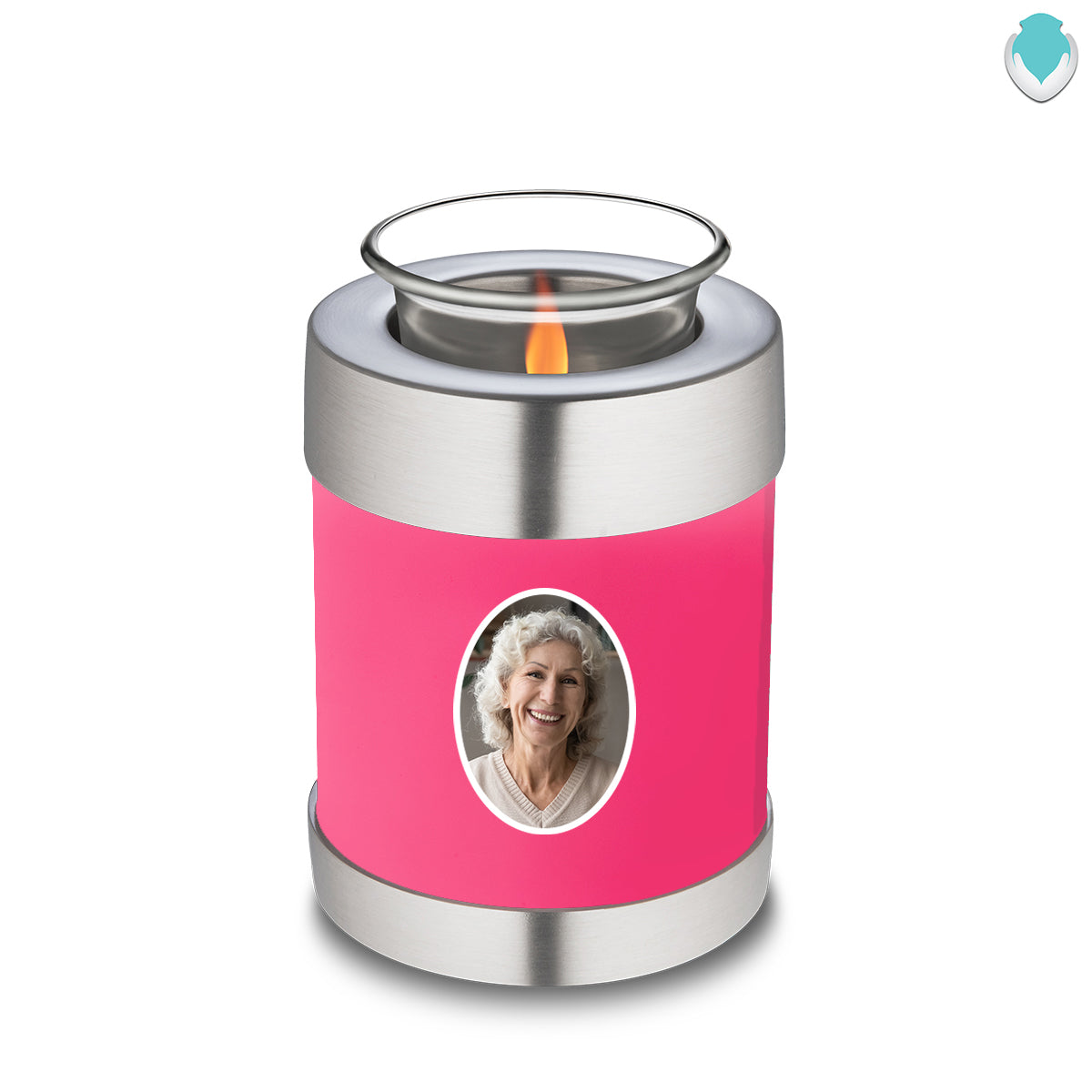 Candle Holder Embrace Bright Pink Portrait Cremation Urn