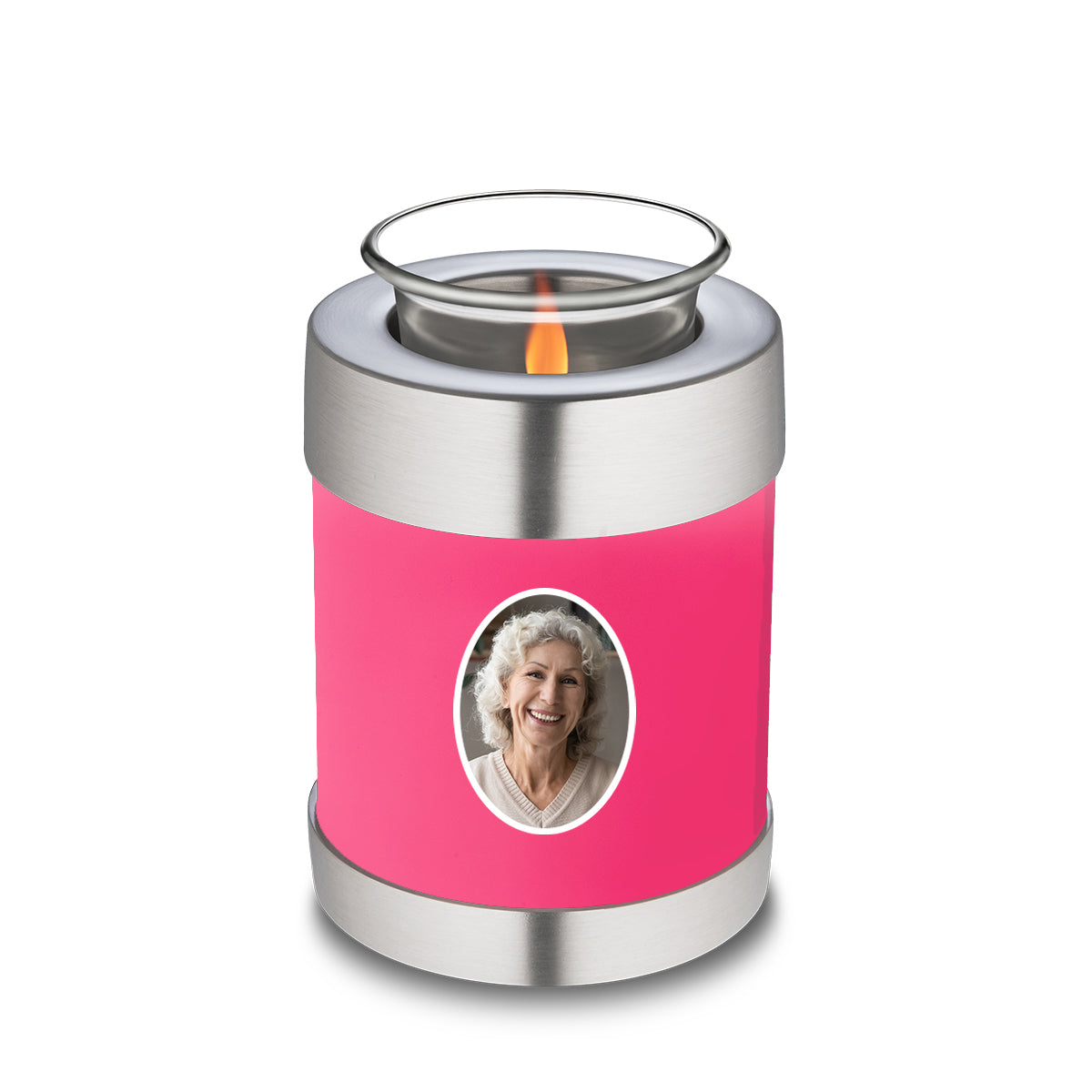 Candle Holder Embrace Bright Pink Portrait Cremation Urn