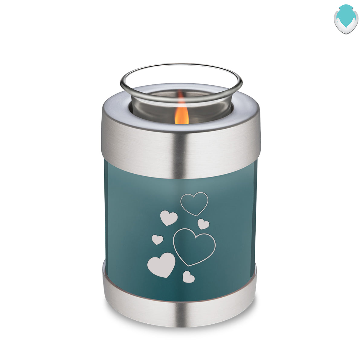 Candle Holder Embrace Teal Floating Heart Cremation Urn