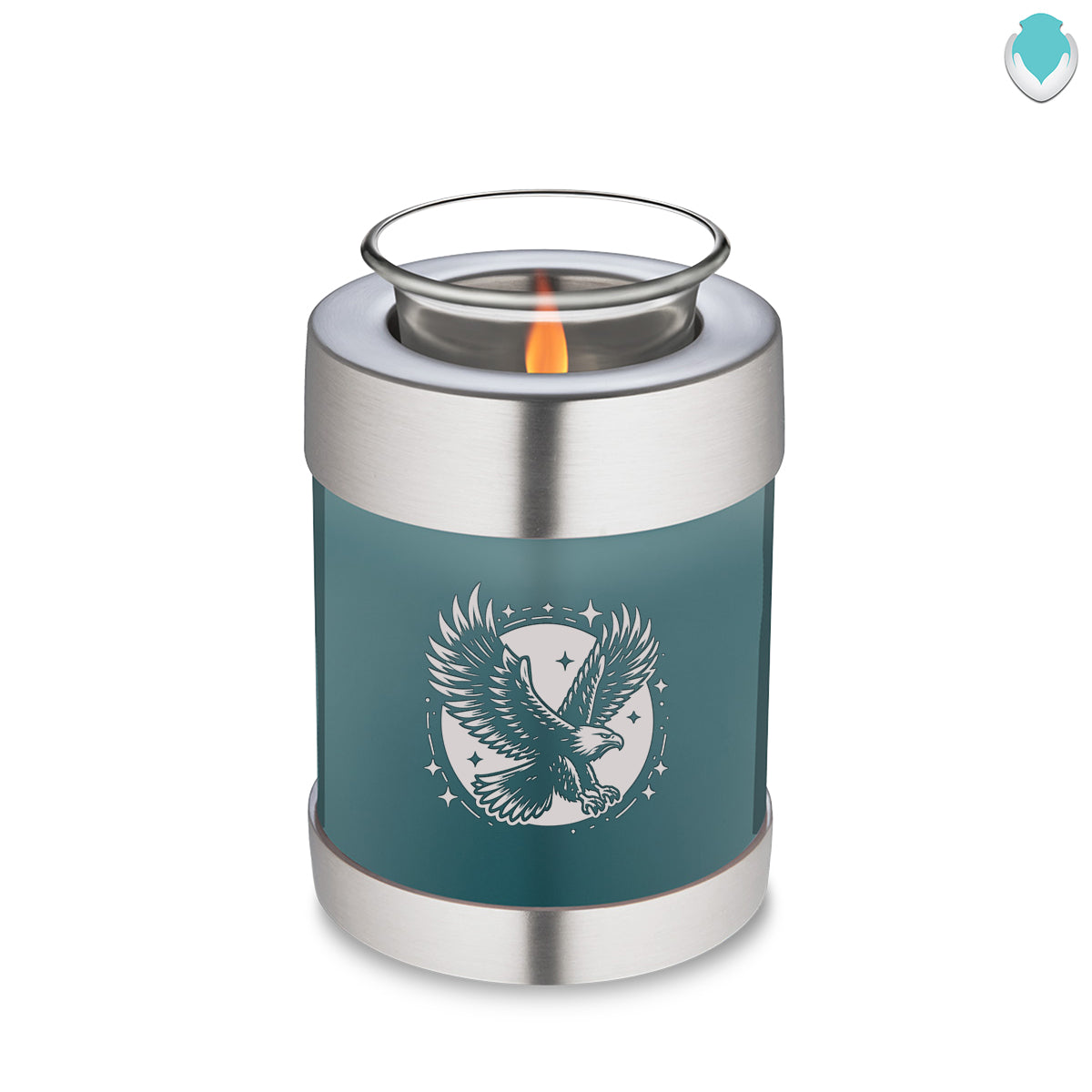 Candle Holder Embrace Teal Flying Eagle Cremation Urn