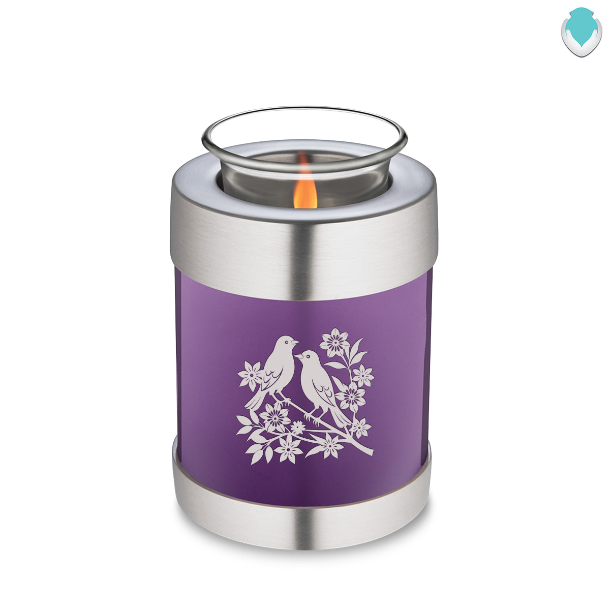 Candle Holder Embrace Purple Songbirds Cremation Urn