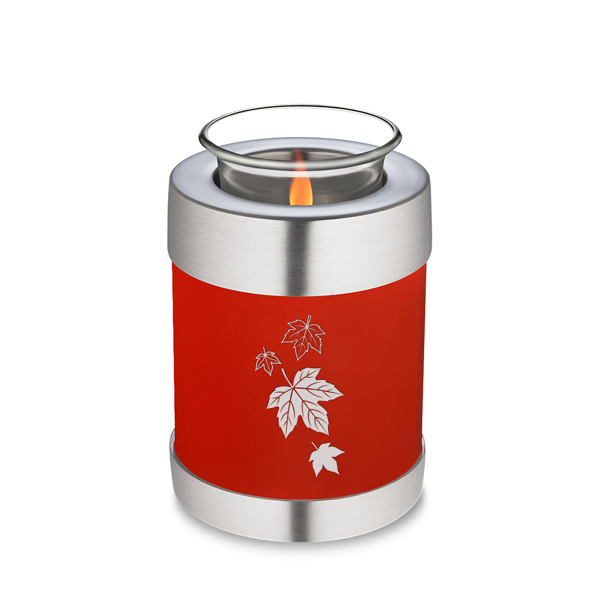 Candle Holder Embrace Bright Red Falling Leaves Cremation Urn