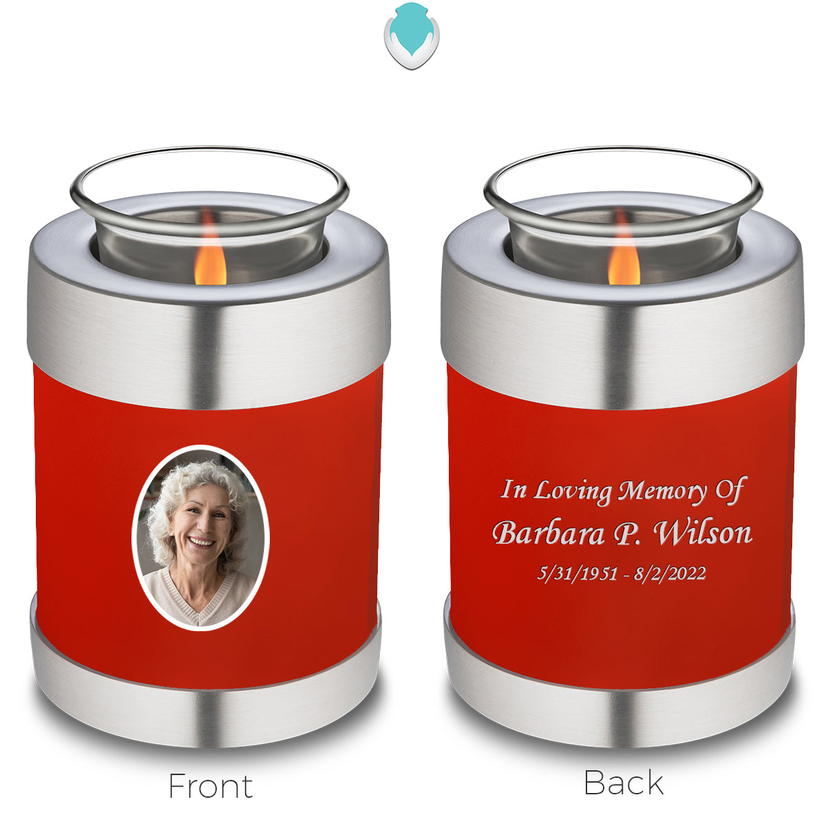 Candle Holder Embrace Bright Red Portrait Cremation Urn