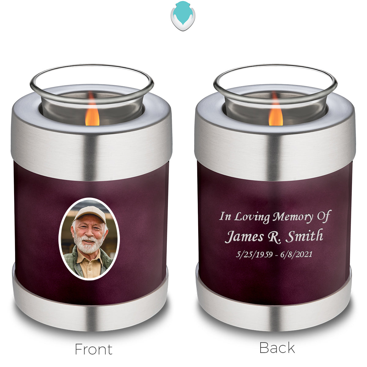 Candle Holder Embrace Cherry Purple Portrait Cremation Urn