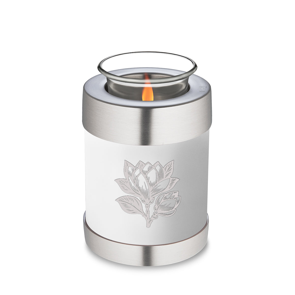 Candle Holder Embrace White Magnolia Flower Cremation Urn