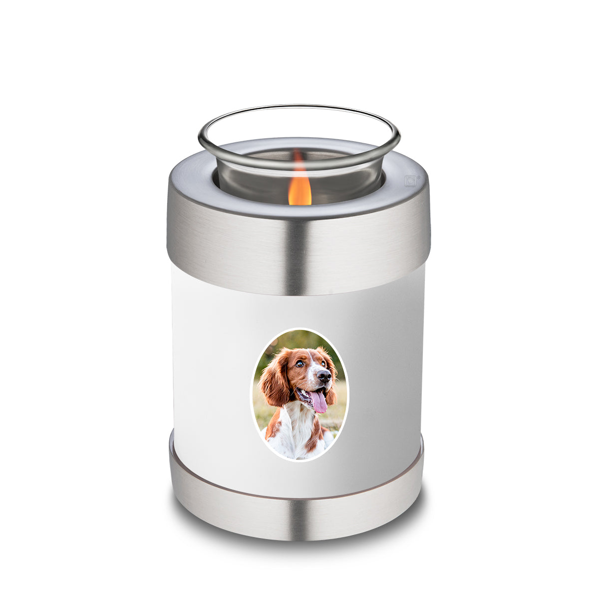 Candle Holder Pet Embrace White Portrait Cremation Urn