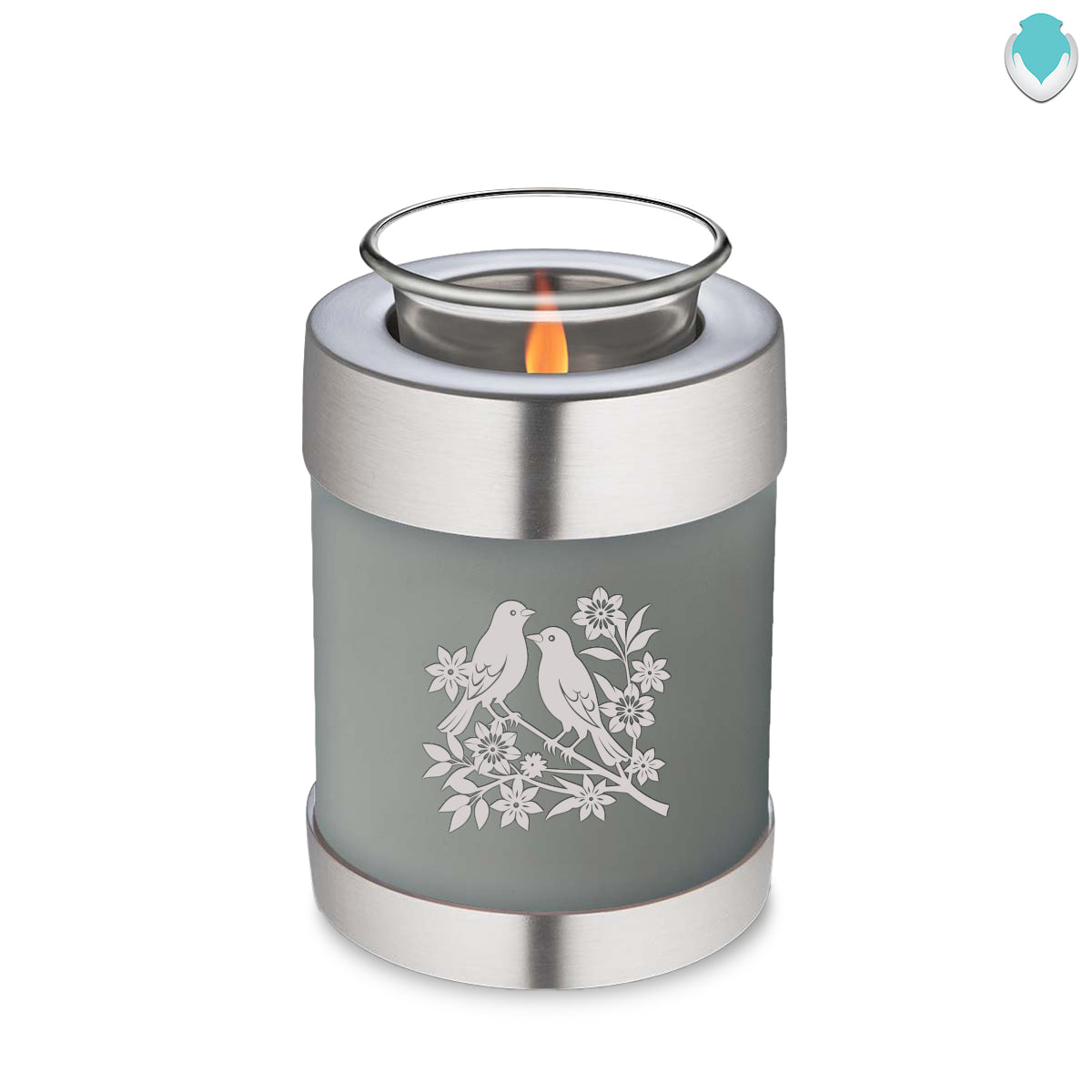 Candle Holder Embrace Slate Grey Songbirds Cremation Urn