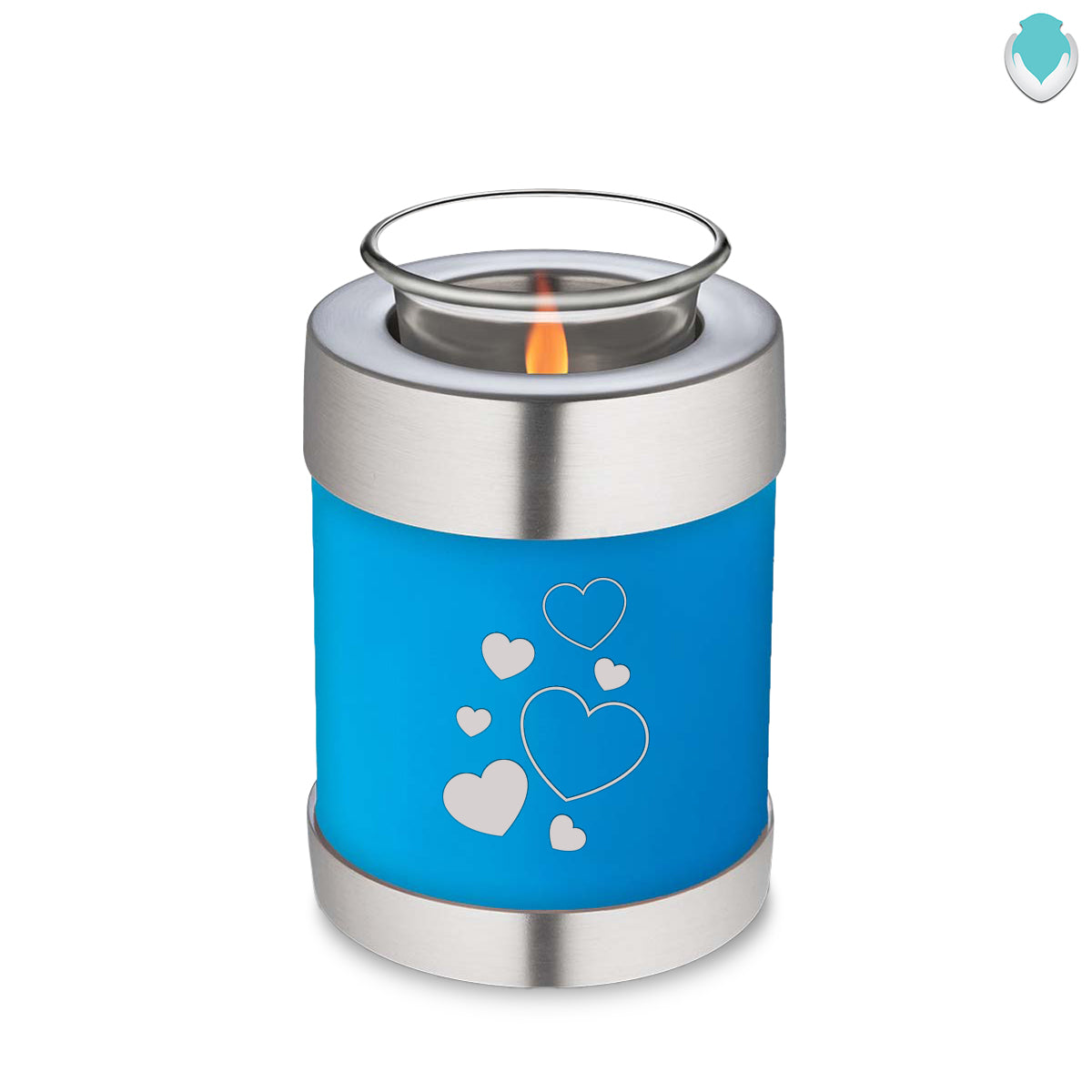 Candle Holder Embrace Racing Blue Floating Heart Cremation Urn