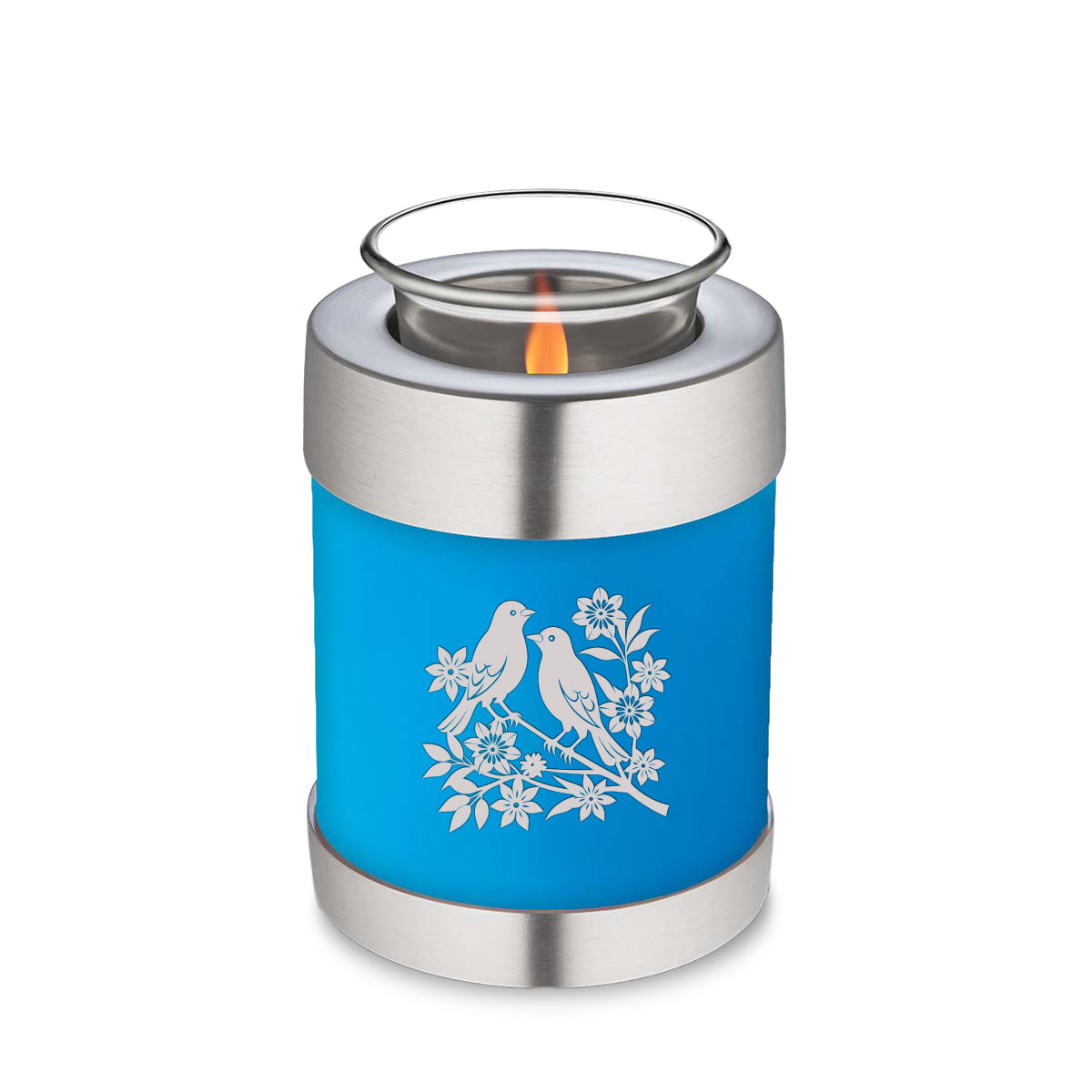 Candle Holder Embrace Racing Blue Songbirds Cremation Urn