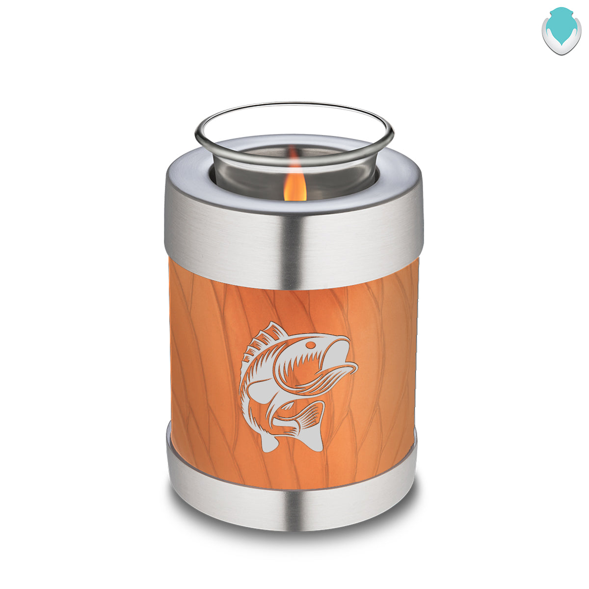 Candle Holder Embrace Pearl Orange Fishing Cremation Urn