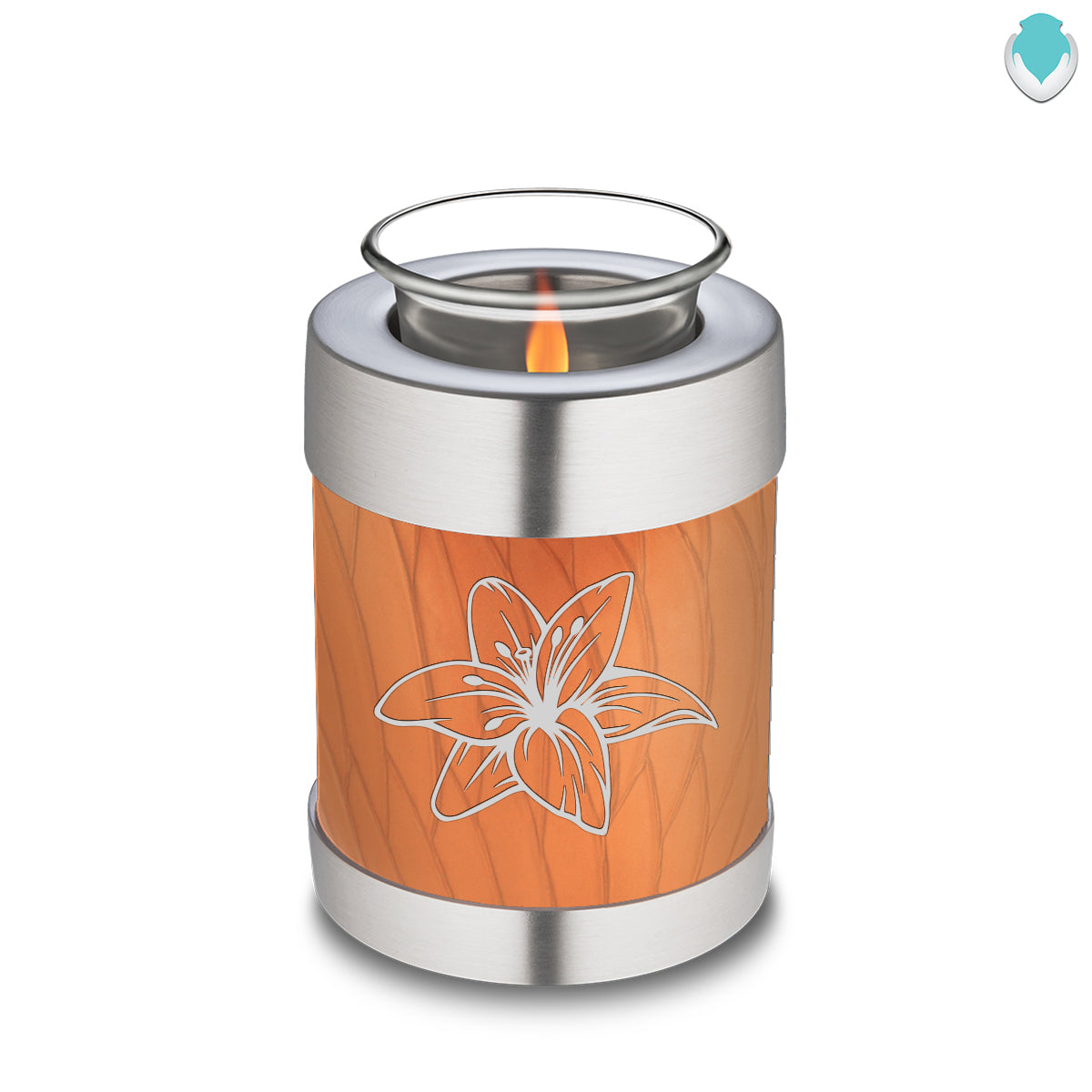 Candle Holder Embrace Pearl Orange Lily Cremation Urn