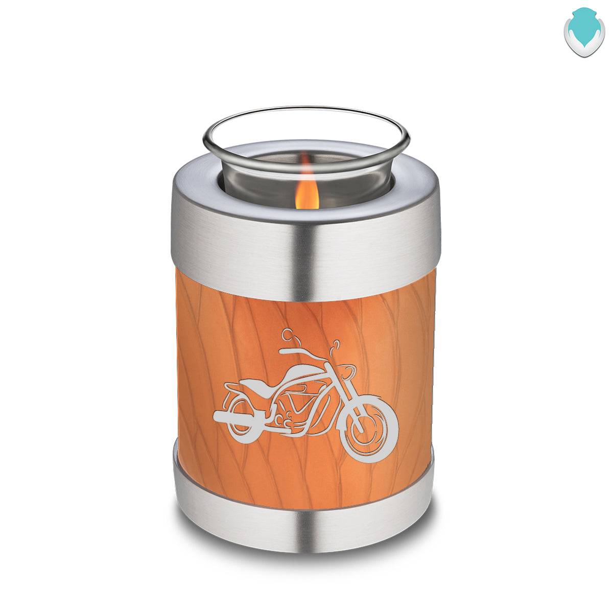 Candle Holder Embrace Pearl Orange Motorcycle Cremation Urn