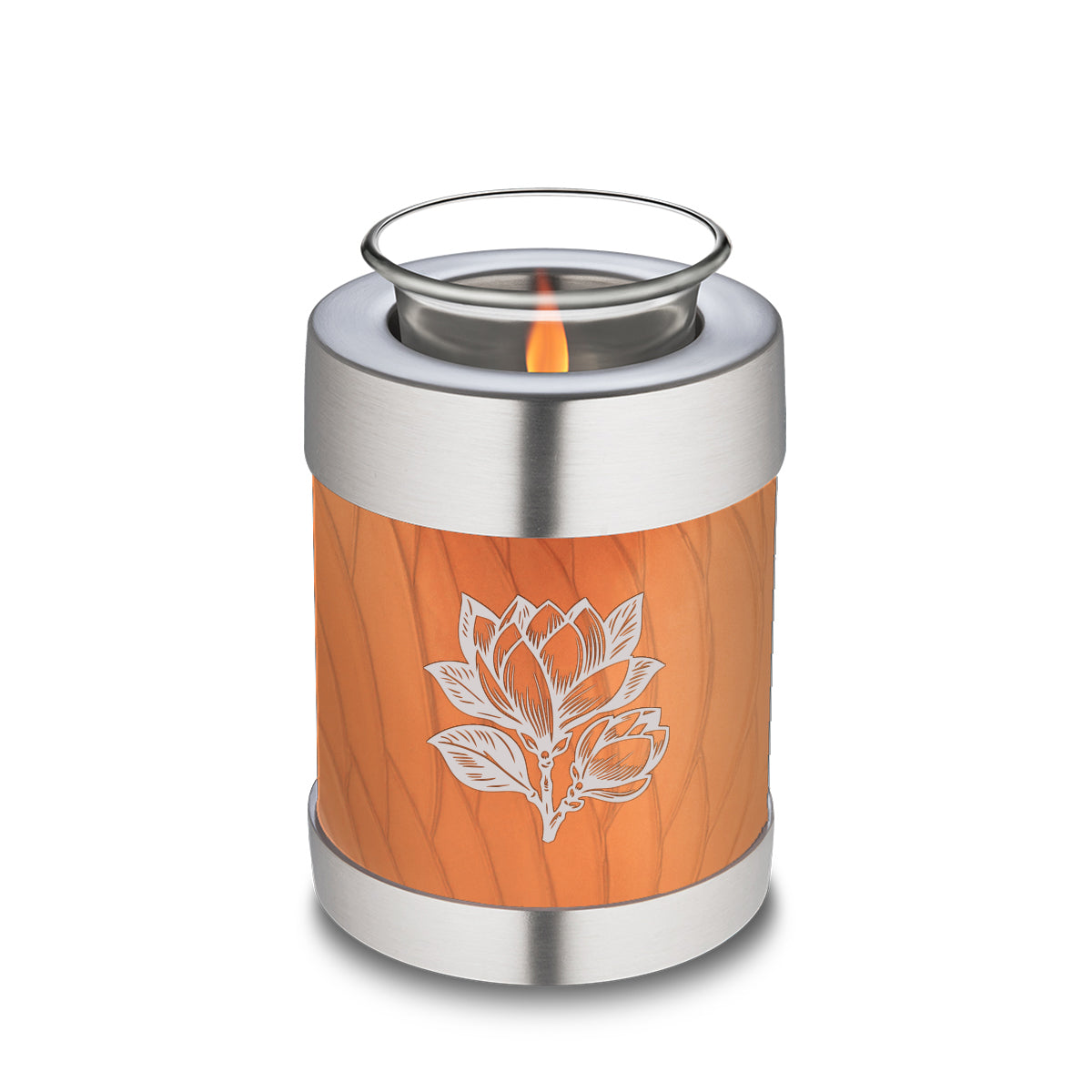 Candle Holder Embrace Pearl Orange Magnolia Flower Cremation Urn