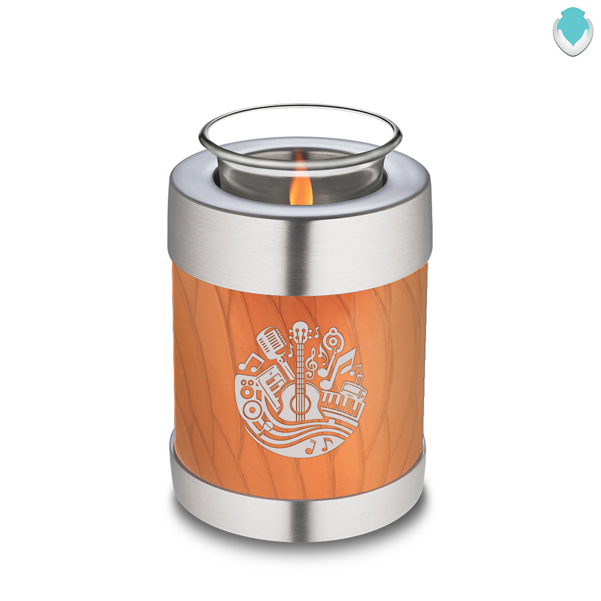 Candle Holder Embrace Pearl Orange Music Cremation Urn
