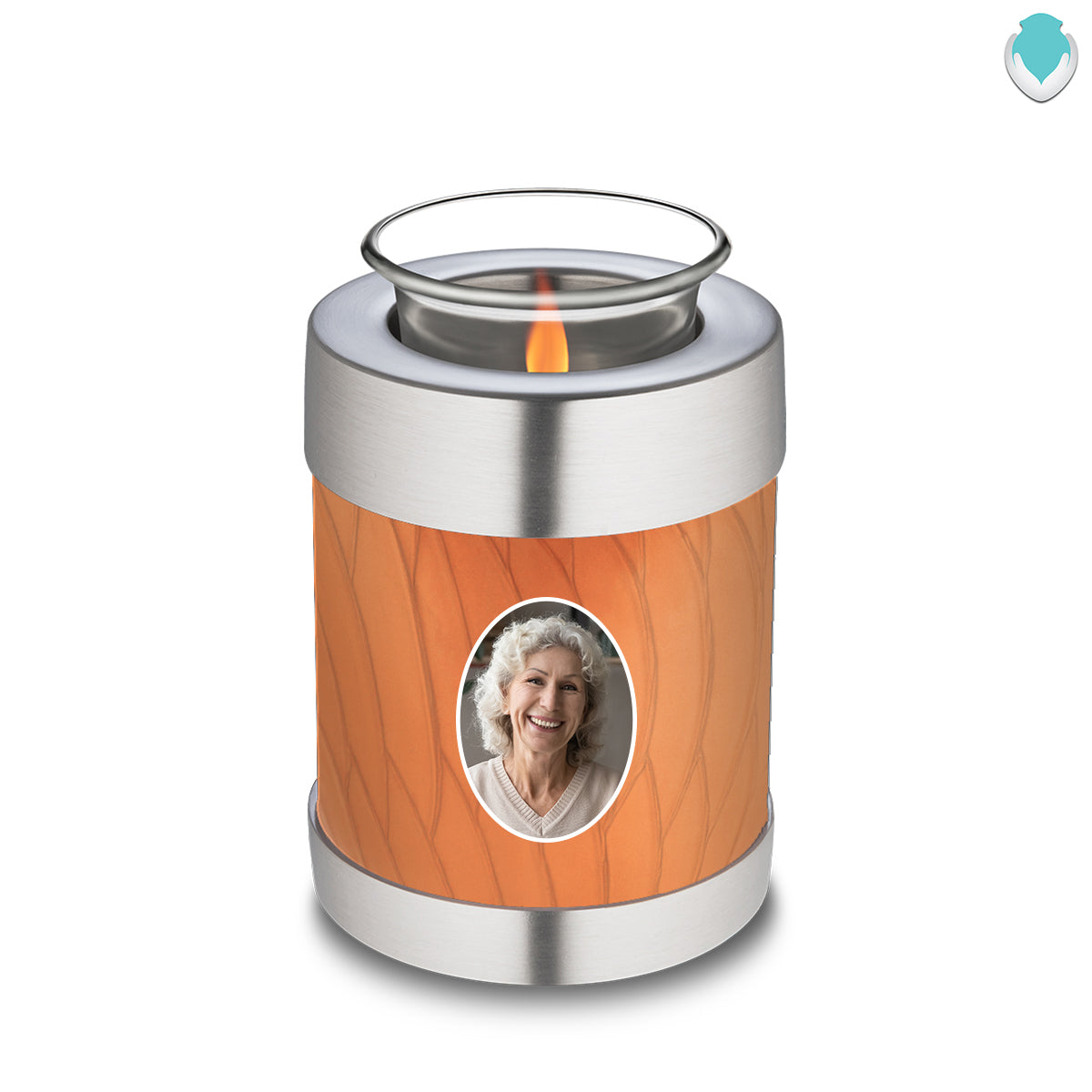 Candle Holder Embrace Pearl Orange Portrait Cremation Urn