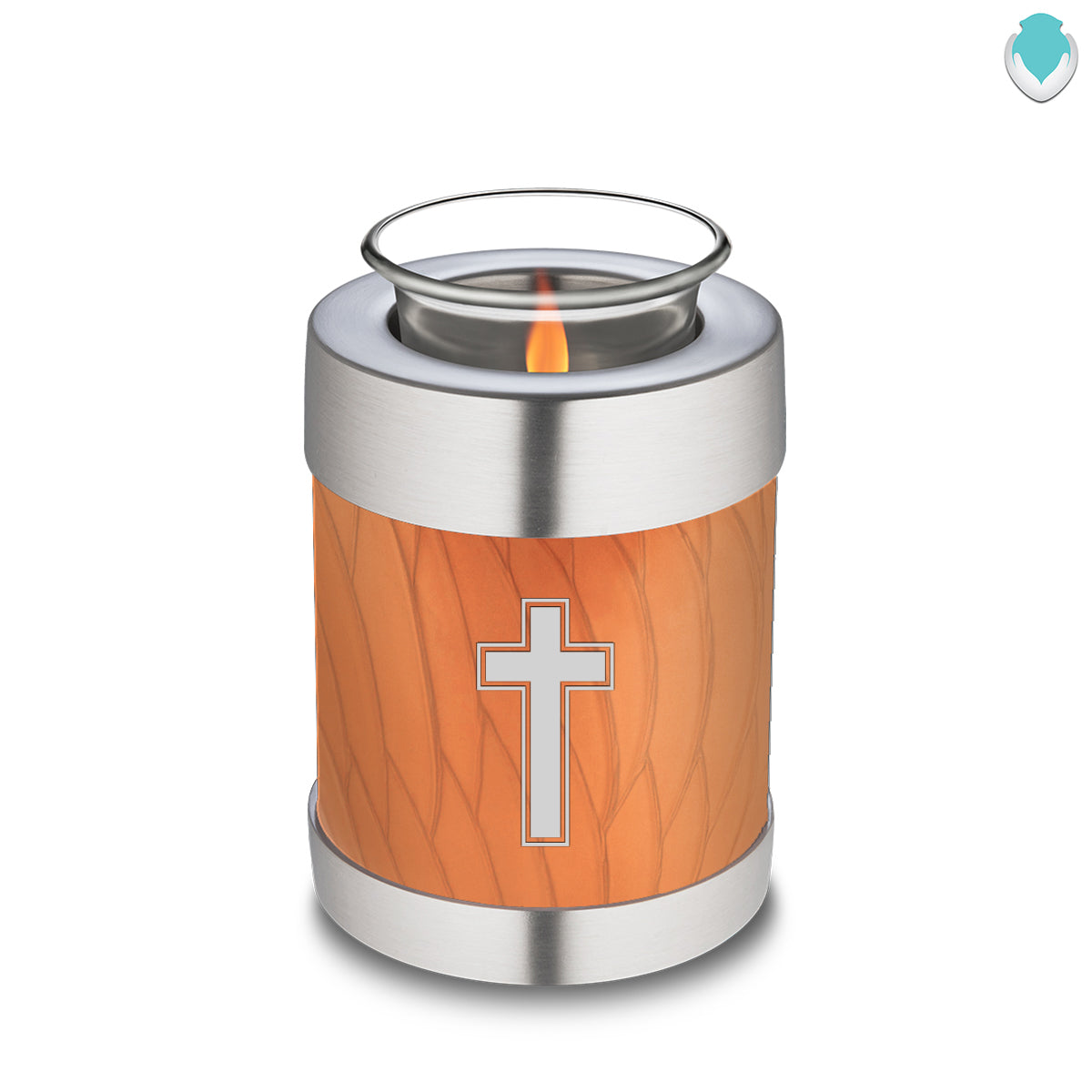 Candle Holder Embrace Pearl Orange Simple Cross Cremation Urn