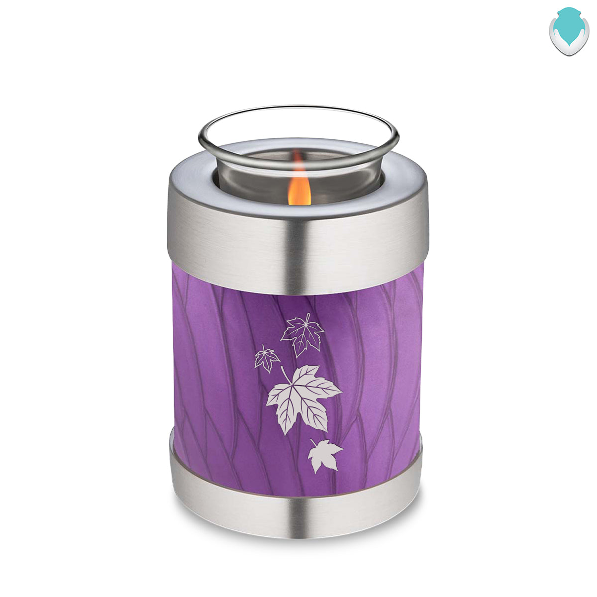 Candle Holder Embrace Pearl Purple Falling Leaves Cremation Urn