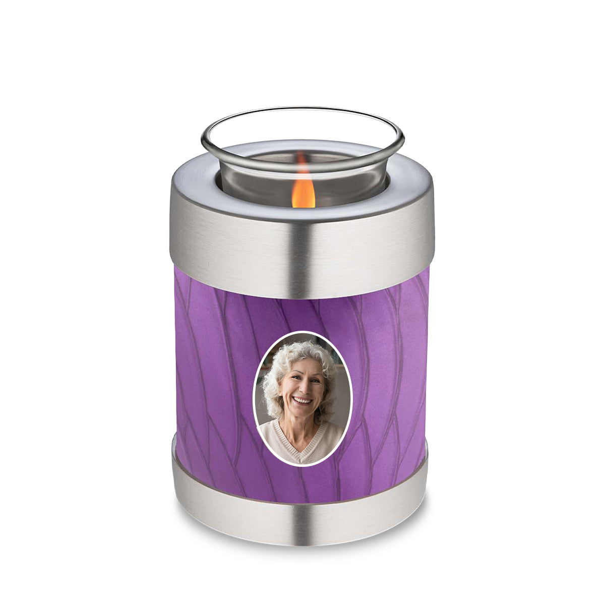 Candle Holder Embrace Pearl Purple Portrait Cremation Urn