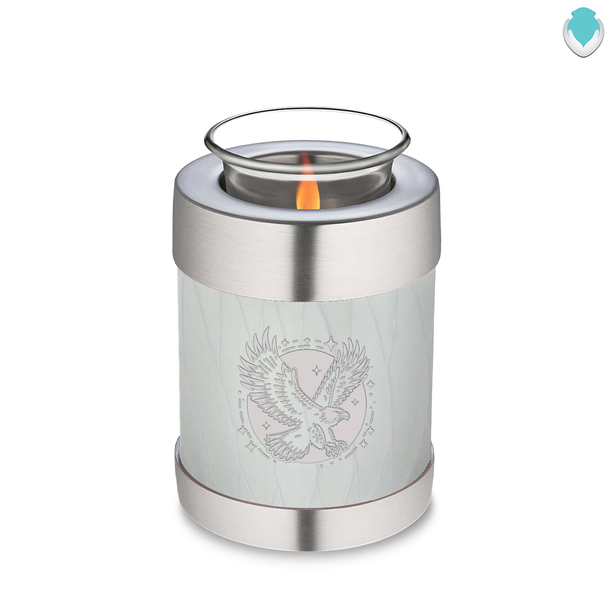 Candle Holder Embrace Pearl White Flying Eagle Cremation Urn