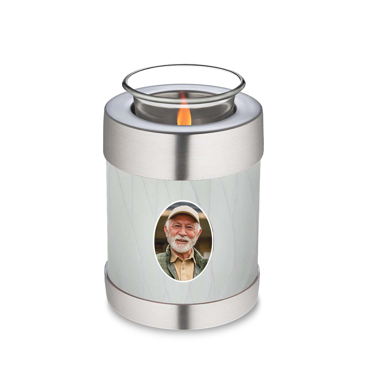 Candle Holder Embrace Pearl White Portrait Cremation Urn