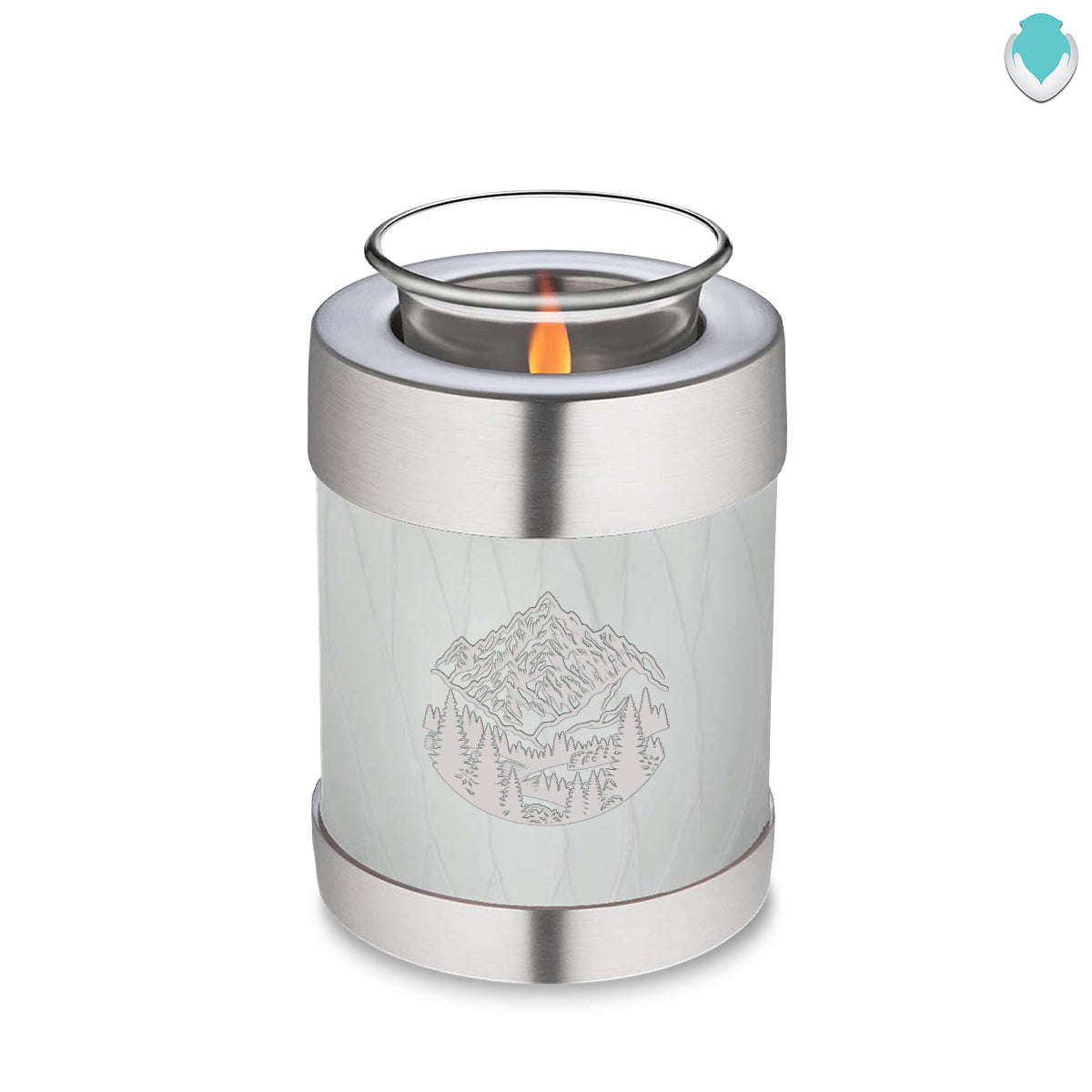 Candle Holder Embrace Pearl White Rocky Mountains Cremation Urn